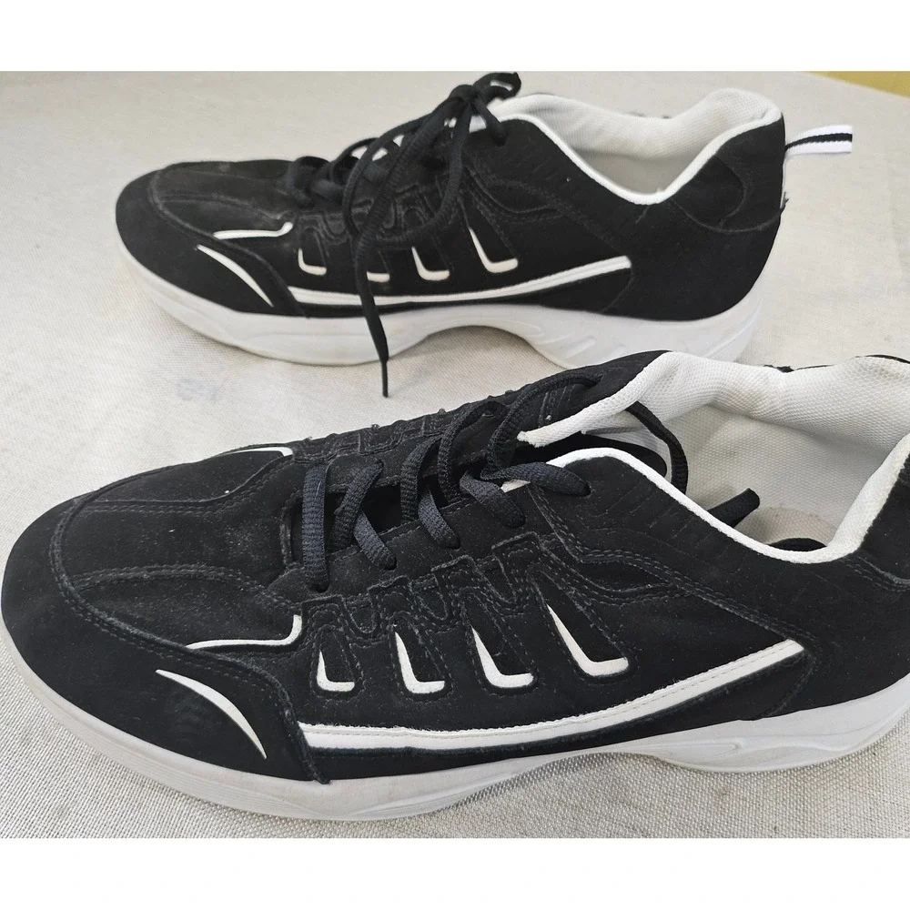 OT Revolution  Black White Sneakers Men 10 Athletic Casual Low Top Vegan Leather